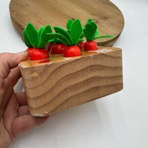 Wooden Carrot Harvest Game For Toddlers By Goryeo Baby With Felt Leaves & Cute A